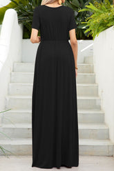Robe longue à col rond et poches